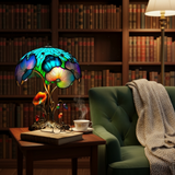 Blue Mushroom Lamp with Flowers
