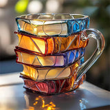 Handcrafted 3D Mug with Stacked Books for Book Lovers