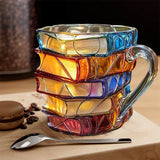 Handcrafted 3D Mug with Stacked Books for Book Lovers