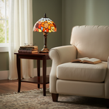 Vintage Glass Lamp with Sunflower